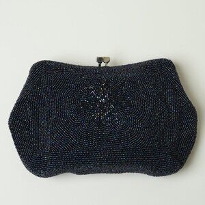 Vintage Beaded Pouch, Dark Navy